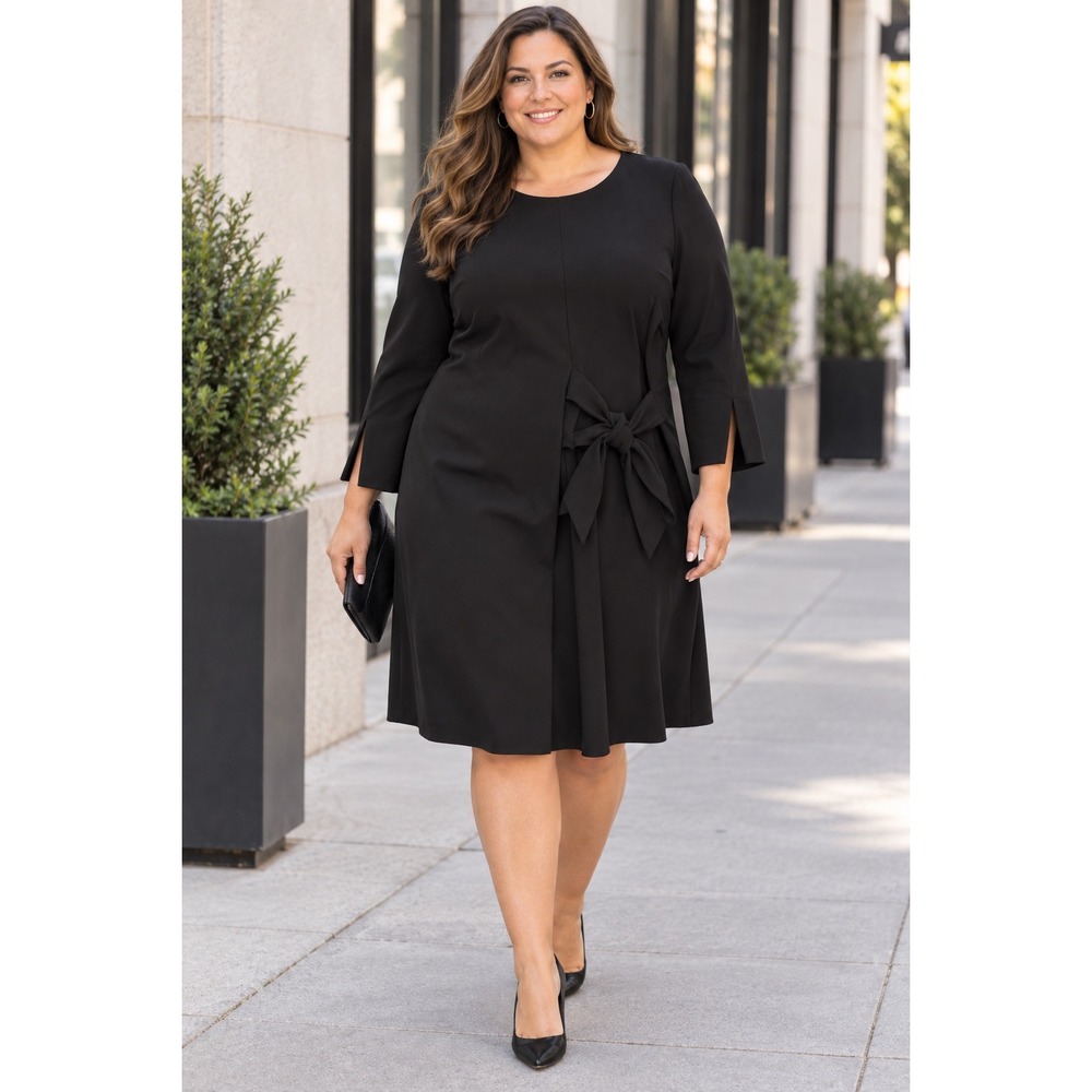 NWT Rachel Rachel Roy Black Side Tie Sheath Dress Plus Size 24W Work Office